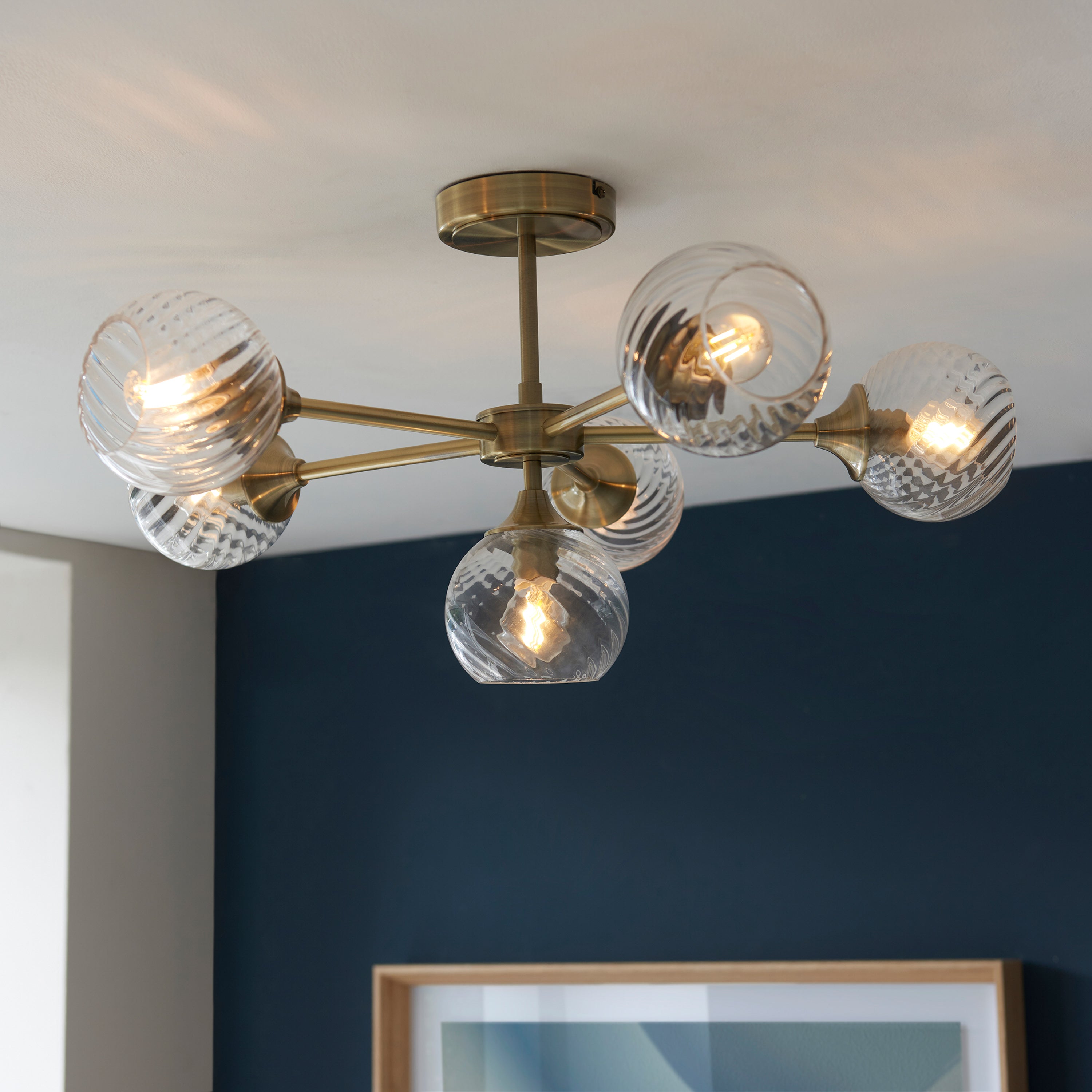 Dakota Antique Brass Ceiling Light | Medium
